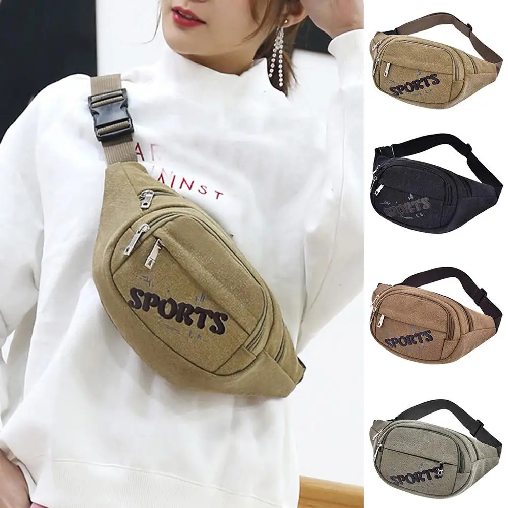 

MOLAVE 2019 Latest Hot Wild Fashion Canvas Unisex Solid Color Casual Sports Pockets Shoulder Bag Waist Packs A22