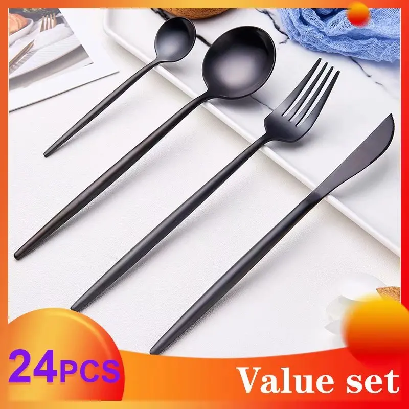 

Spklifey Steel Cutlery Set 24pcs Dinnerware Stainless Steel Knife Fork Spoon Set Tableware Knife Fork Spoon Set Drop Shipping