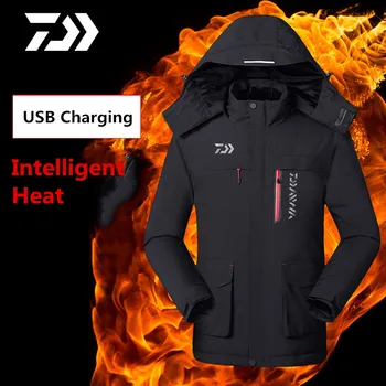 

Daiwa Men Winter Thick USB Heating Cotton Jackets Outdoor Waterproof Windbreaker Hiking Camping Trekking Climbing Skiing Coats