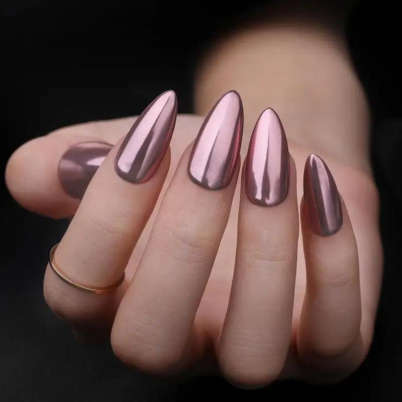 Nail Glitter 1 Box Mirror Nail Powder Sequins Pink Gold Silver Champagne Metal Effect Glitter Dust Pigment