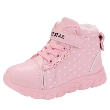 

2020 Winter Kids Boots brand girls warm leather sneakers fashion footwear children casual shoes plush non-slip sport shoes 1218