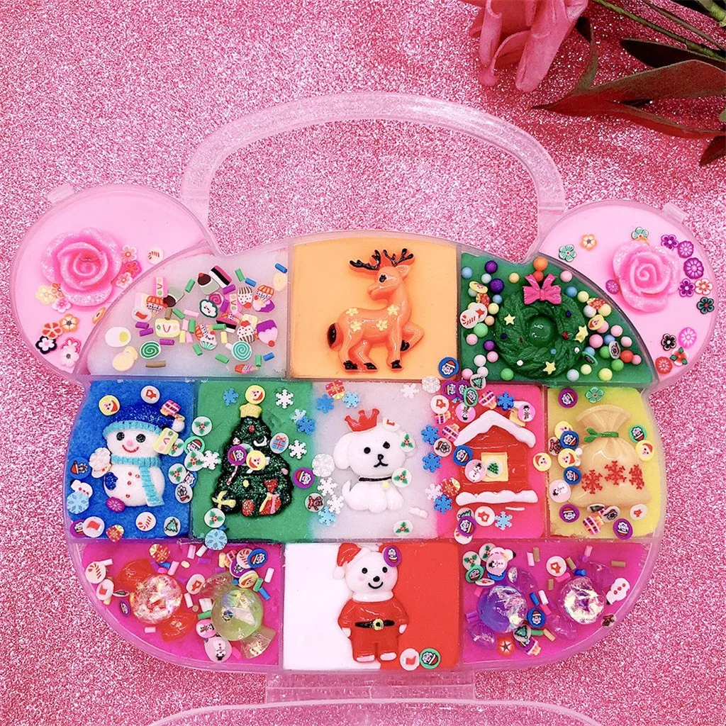 

MUQGEW DIY Squeeze Toys for children Christmas Toy Kid Gift Mixing Cloud Cotton Mud Crystal toys Slime Scented toys 300ml WY8