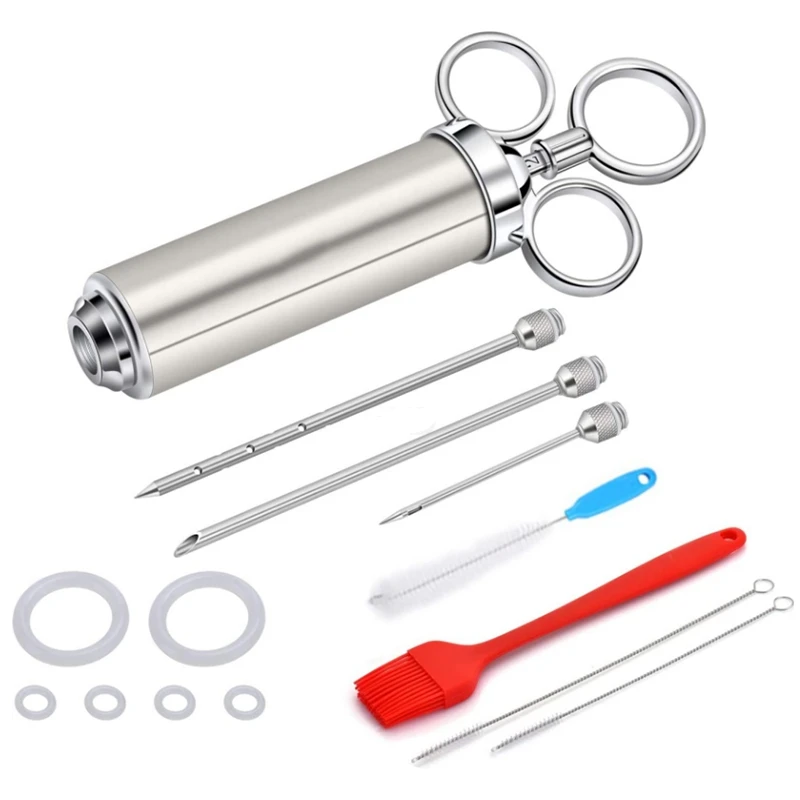 Meat Injector Marinade Syringe for BBQ Grill and Turkey 2 Ounce with 3 Needles Easy to Use Clean |