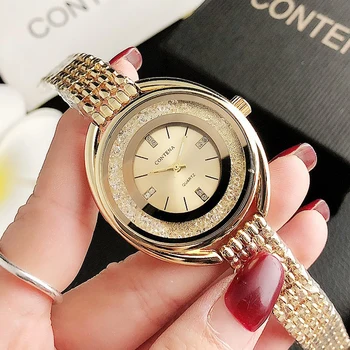 CONTENA Famous Luxury Brand S Model Ladies Watches Fashion Golden Designer Women Wristwatch Casual Dress Clock Relogio Feminino