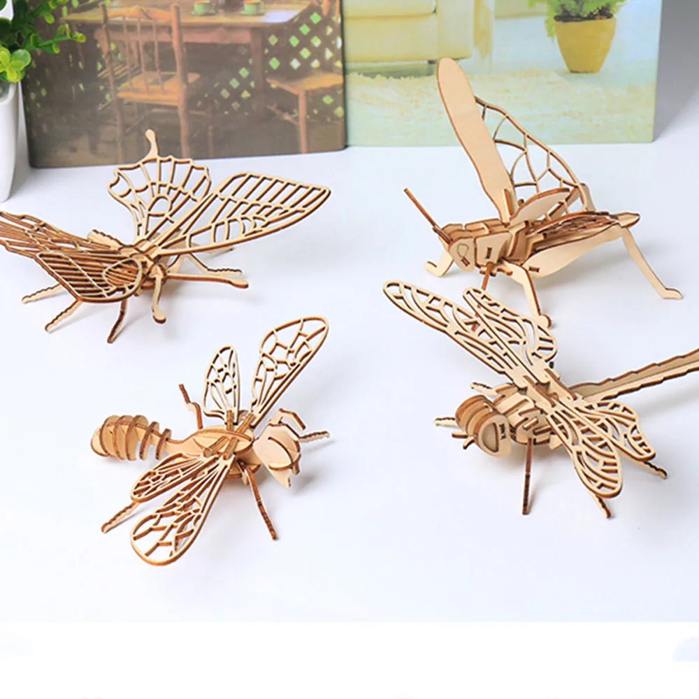 Детская игрушка Монтессори 3D головоломка DIY мозаика доска деревянная головоломка насекомое Животное ручной работы обучающая игрушка для сборки подарок для детей