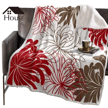 

BIGHOUSES Throw Blanket Floral Red ChrysanthemumBlankets Fleece Blankets Winter Blanket Personalized Blankets Bedclothes