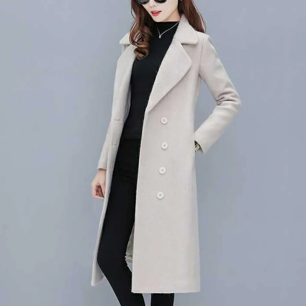 Зимнее приталенное пальто женская одежда повседневное приталенное пальто средней длины с длинными рукавами ropa mujer roupas feminina manteau femme