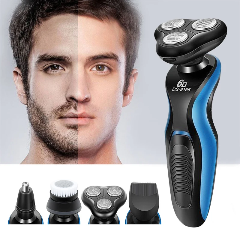 

4 In 1 Shaver 3D Triple Blade Floating Razor Shaving Machine Washable USB Rechargeable Beard Trimmer Rotary Floating Heads 45G