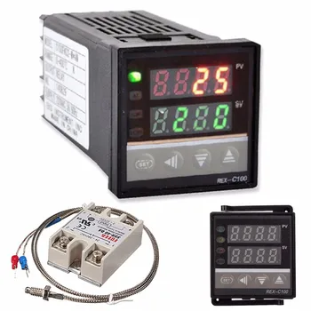 

0°c~1300°cac110v-240v 40a Alarm Rex-c100 Digital Pid Temperature Controller Kit Garden Temperature Room Temperature Controller