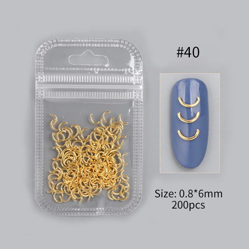 1 пакет, много размеров, металлические заклепки 3D для ногтей, серебряные гвозди с плоским дном, бусины, сделай сам, для маникюра, Типсы, аксессуары, инструмент для дизайна УФ-геля - Цвет: 40