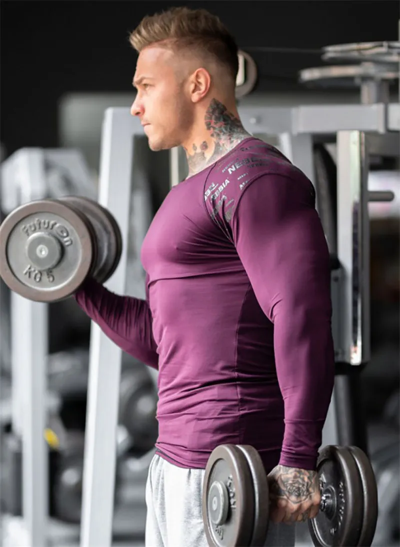 New Long Sleeve Compression Shirt Men Dry Fit Running T-shirts Workout Training Tees Gym Sport T Shirt Men Muscle Jogging Tops