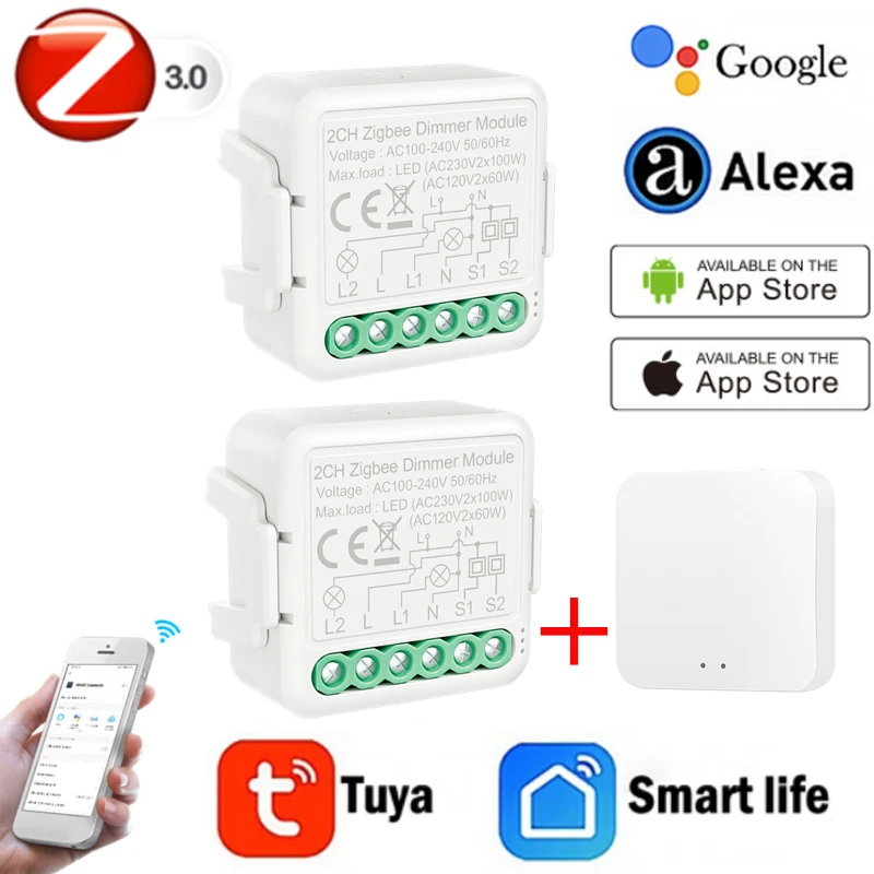 Регулятор света Tuya Zigbee 3 0 двухсторонний выключатель Google Assistant Alexa Echo | Электроника