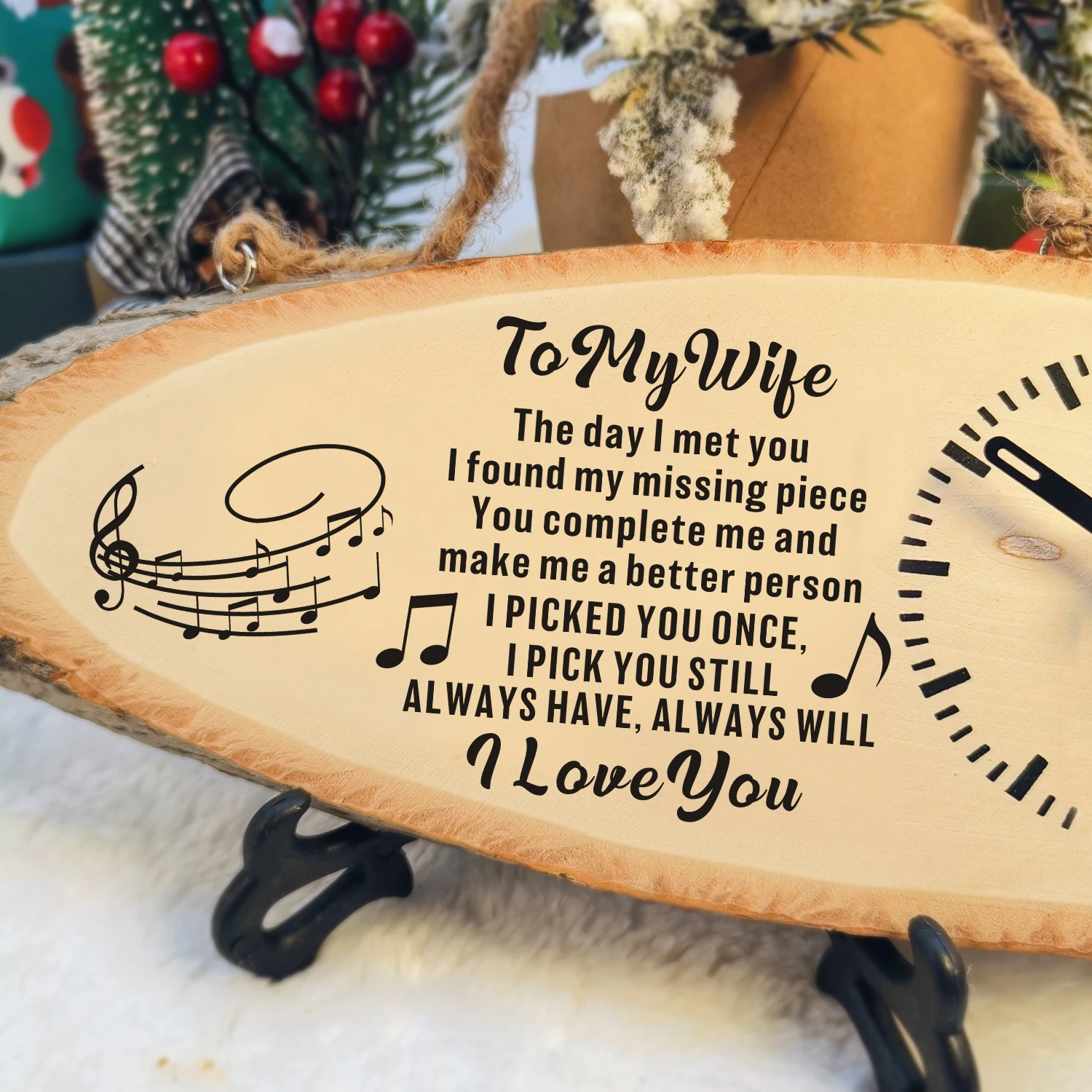 To My wife Rectangular printed content of the clock as a Christmas gift Wall Clock Modern Design Wall Clock Home Decoration