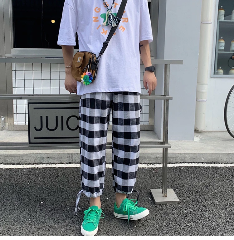 LAPPSTER мужская Японская уличная одежда клетчатые шаровары Harajuku спортивные штаны мужские Мешковатые повседневные штаны для бега мужские корейские брюки