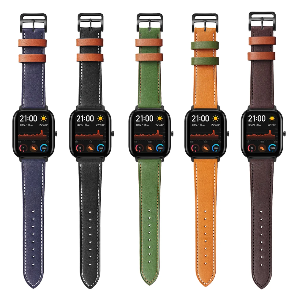 Сменные аксессуары для Xiaomi Huami Amazfit GTS кожаный ремешок часов GTR Stratos 2 2S 3 Pace