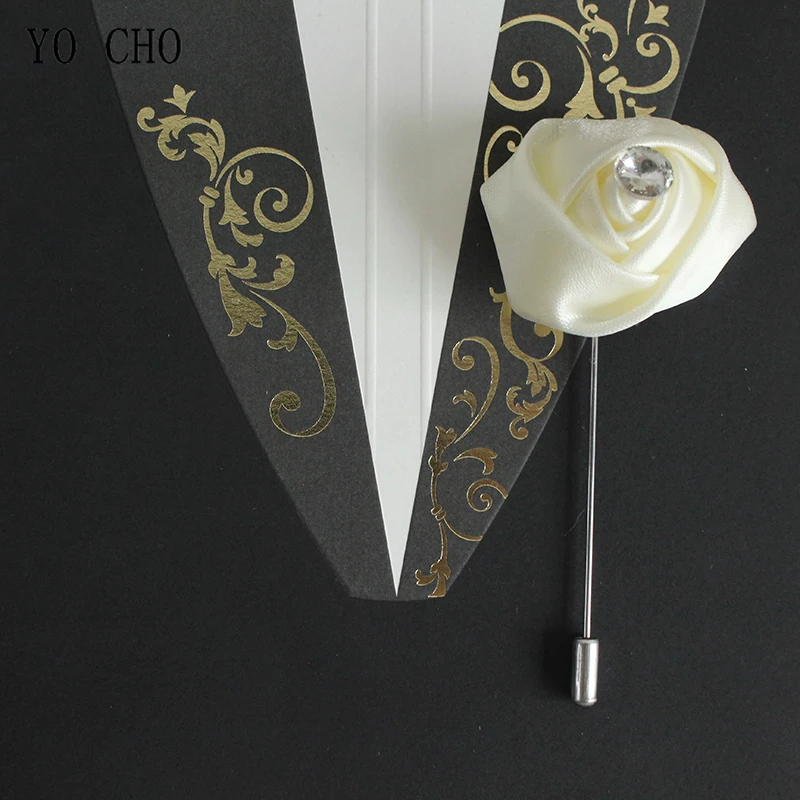 

YO CHO White Pink Boutonniere Corsage Wedding Buttonhole Silk Flowers Groom Boutonniere Man Wedding Marriage Corsage Pins Brooch