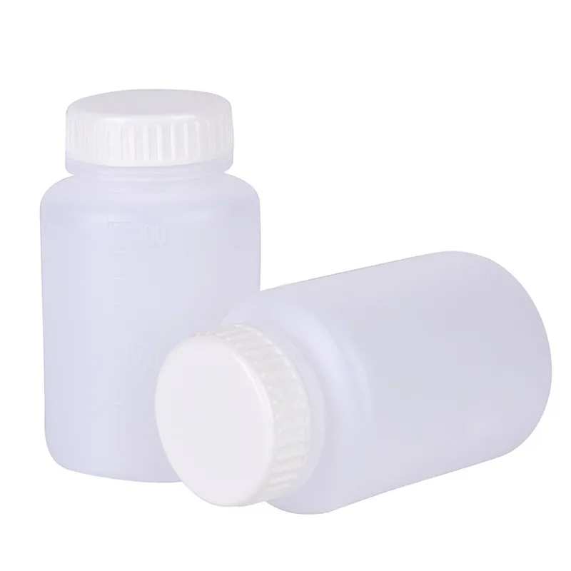 Plastic Measuring Cylinder 2 Pcs 100ml Clear Plastic Cylinder Shaped Chemical Storage Reagent Bottle