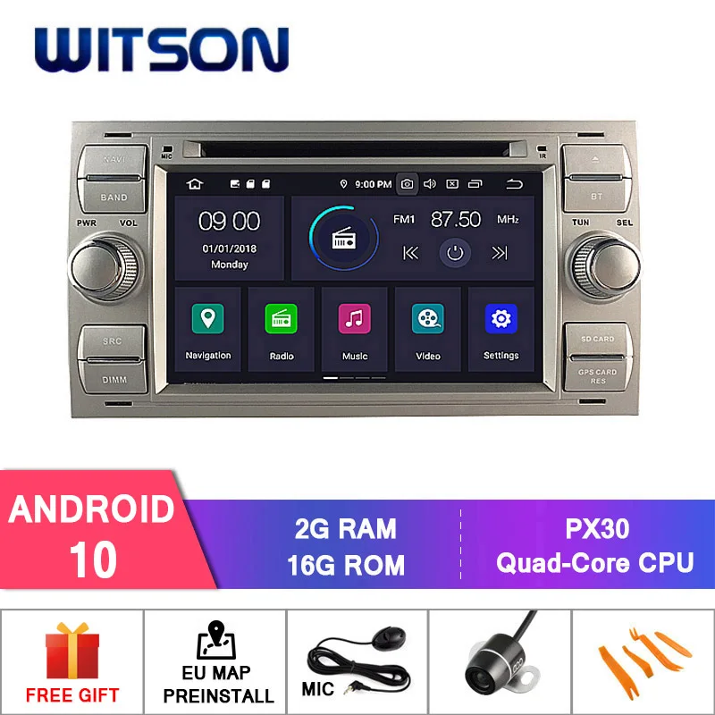 WITSON Android 10 0 IPS HD экран для FORD FOCUS C MAX FIESTA FUSION GALAXY 4 Гб RAM + 64 FLASH 8 Octa Core DVR/WIFI DSP DAB OBD|c-max
