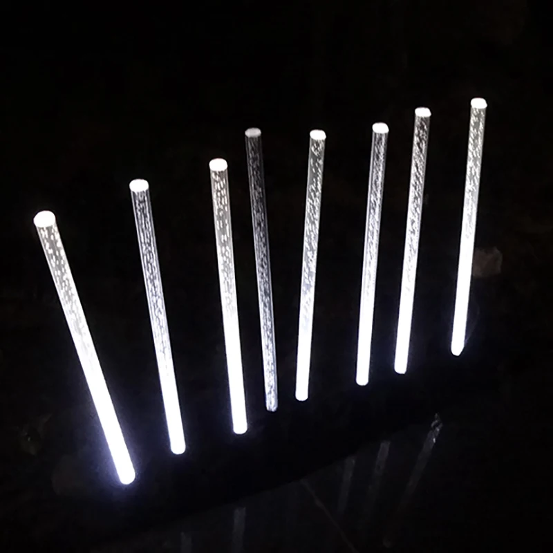 Solar Power Tube Lights Acrylic Garden Stick Stake Light Lamp Set