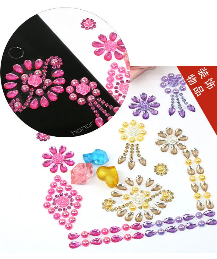 4  Pearl Resin Rhinestone Stickers Butterfly Rose Flower Diy Handmade Mobile Phone Nails Diy Jewelry Acrylic Drill Stickers