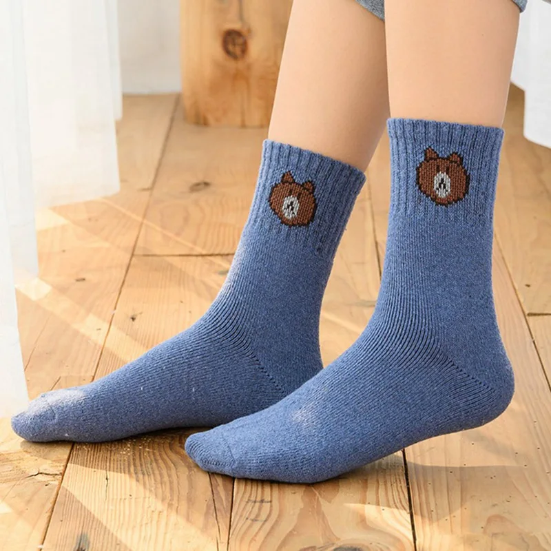 10 пар, женские утолщенные шерстяные носки с вышивкой, теплые женские носки