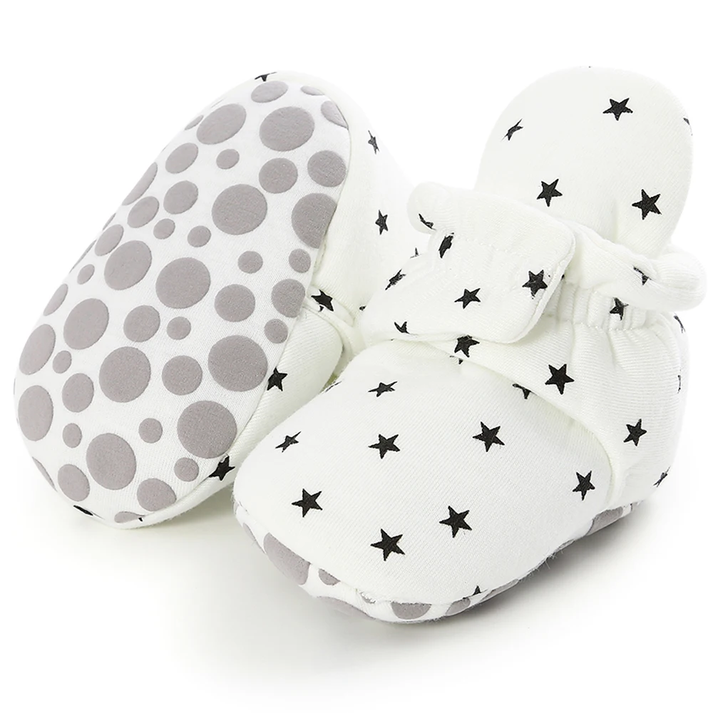 Newborn Baby Socks Shoes Boy Girl Star Toddler First Walkers Booties Cotton Comfort Soft Anti-slip Warm Infant Crib Shoes