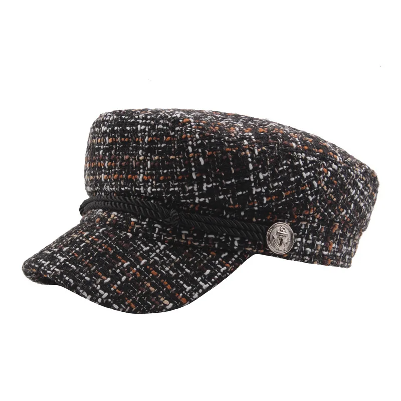 ZLD цветная вязаная кепка с сеткой, плоская кепка для модных женщин, берет, винтажная мужская шапка с гусиным язычком, осенне-зимняя армейская шапка