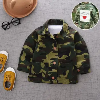 

Kids Girls Boys Heart Camouflage Army Jacket Cardigan Autumn Coat Outerwear
