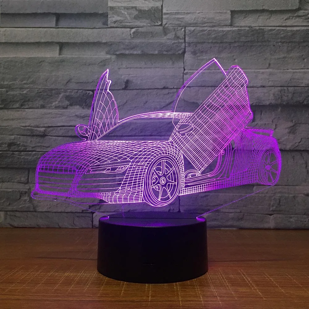 Крутой спортивный автомобиль 3D светодиодный RGB Ночной светильник 7 цветов