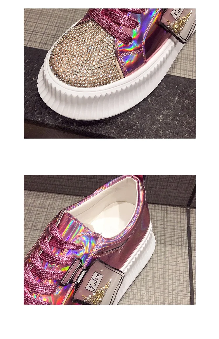 Brand Women Sneakers Slip on Fashion Platform Flats for Lady Spring Autumn Summer Slipony Rhinestone Blingbling Casual Shoes