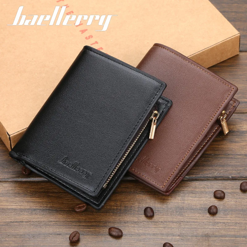 Мужские кошельки baellerry 11 держатели для карт короткий дизайн высокого качества мужской кожаный кошелек Однотонный мужской кошелек для монет кошелек