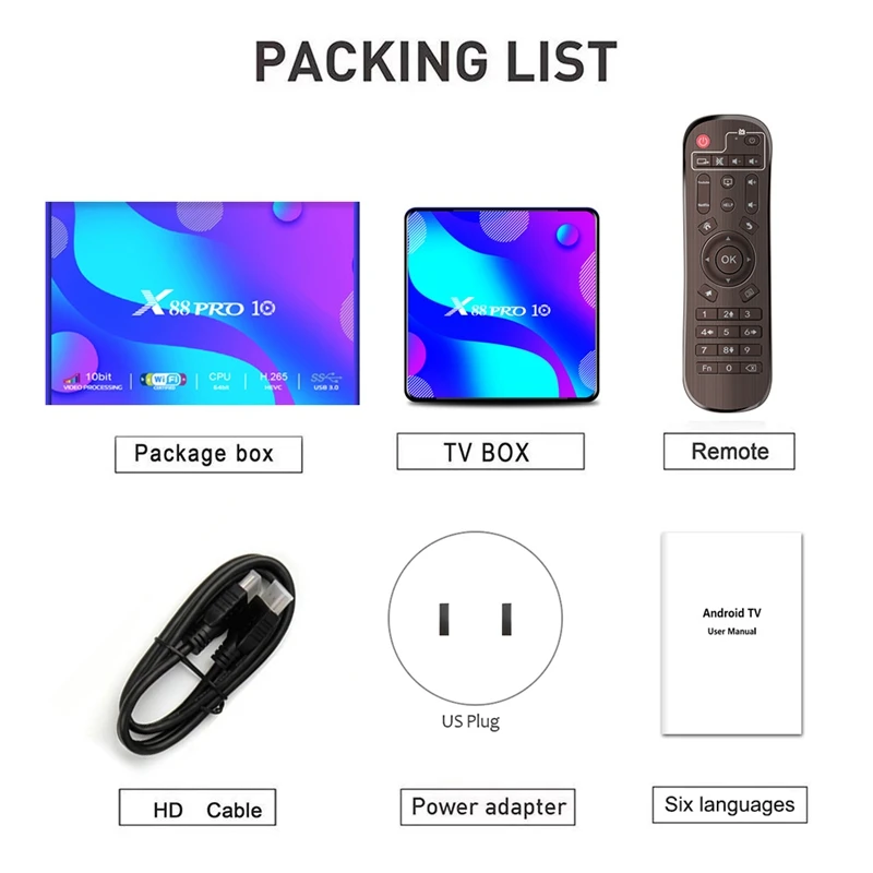Приставка Смарт ТВ X88 PRO 10 Android 0 UHD 4K медиаплеер RK3318 4 ГБ/32 ГБ 2 4G/5G двухдиапазонный Wi