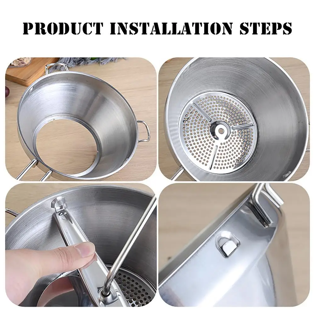 3 Perforated Discs Stainless Steel Professional Shredding Mud Fruit Vegetable Sieve Grater Baby Cooking Mill Food Blender