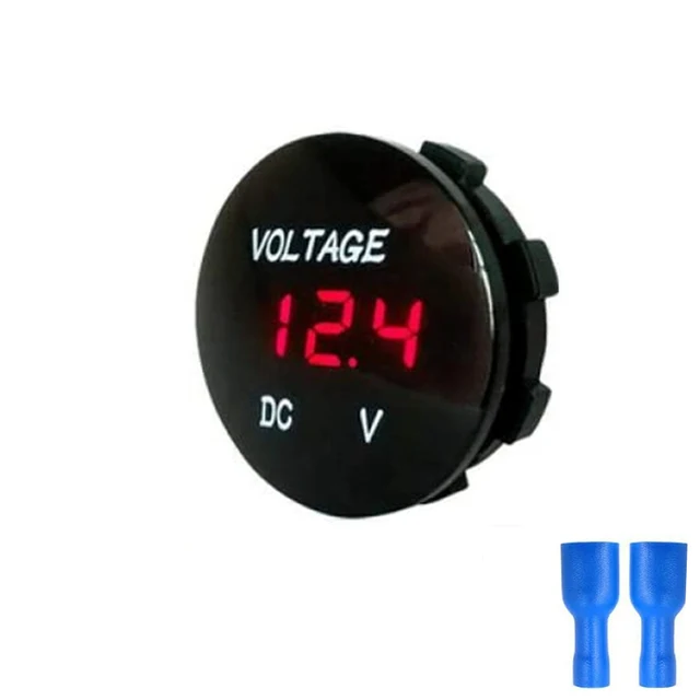 DC 5V-48V LED Mini Round Waterproof Motorboat Motorcycle Panel Digital Voltmeter Tester Monitor Display Voltmeter 10m tape measure Measurement & Analysis Tools