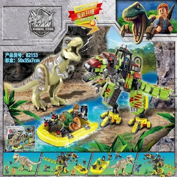 

New Jurassic World Park Building Blocks Tyrannosaurus Rex Dinosaur Mach Battle Model Bricks Toys 75938 75935