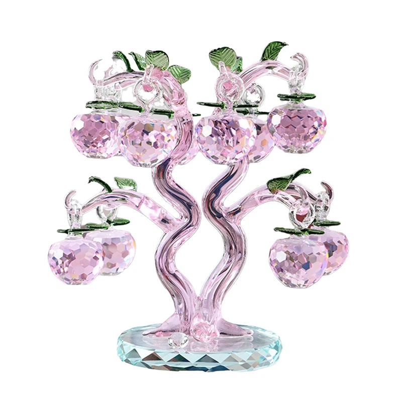 

Crystal Glass Apple Tree Ornaments with 12pcs Hangs Faceted Apples Home Decor Figurine Christmas New Year Crafts Gifts Souvenir