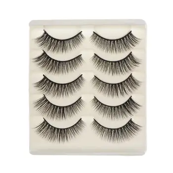 

5 Pairs False Eyelashes Natural Thick Long Soft 3D Fake Eyelashes Makeup Tools Lash Extensions for Teenager Girls Ladies Women