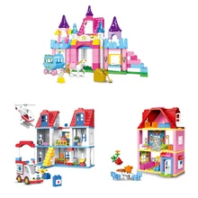 GOROCK Снежный замок из кубиков кирпича набор розовый девочка принцесса семья дом больница игрушки строительный блок совместим с Legoing duplo