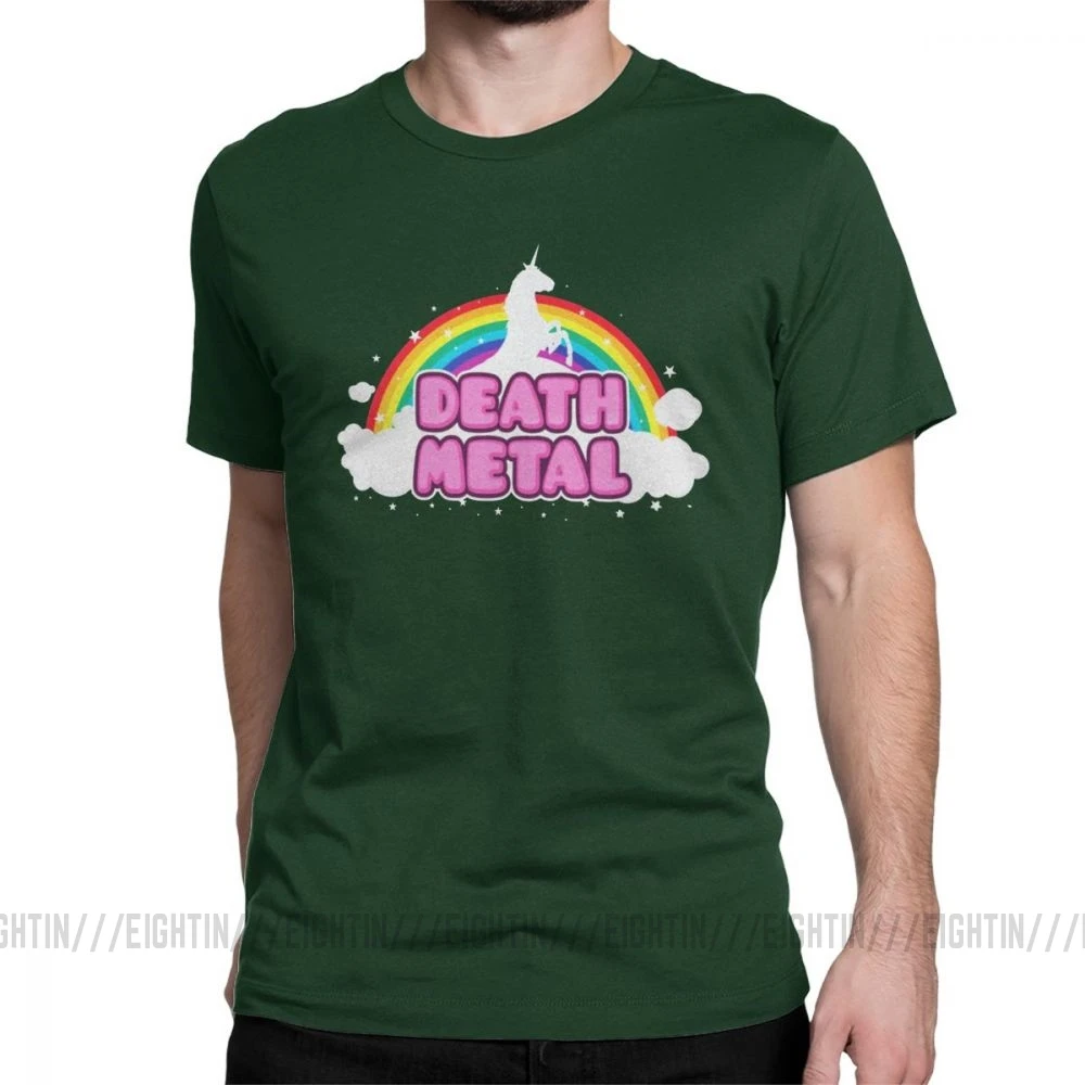 Забавные мужские футболки с изображением единорога и радуги, футболка с коротким рукавом в простом стиле из хлопка, футболка с круглым воротником, футболки размера плюс, одежда - Цвет: Forest Green