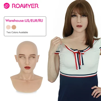 

Roanyer May Realistic Silicone Sexy shemale Mask Fake Face Halloween masken For Crossdresser men To women Masquerade cosplay