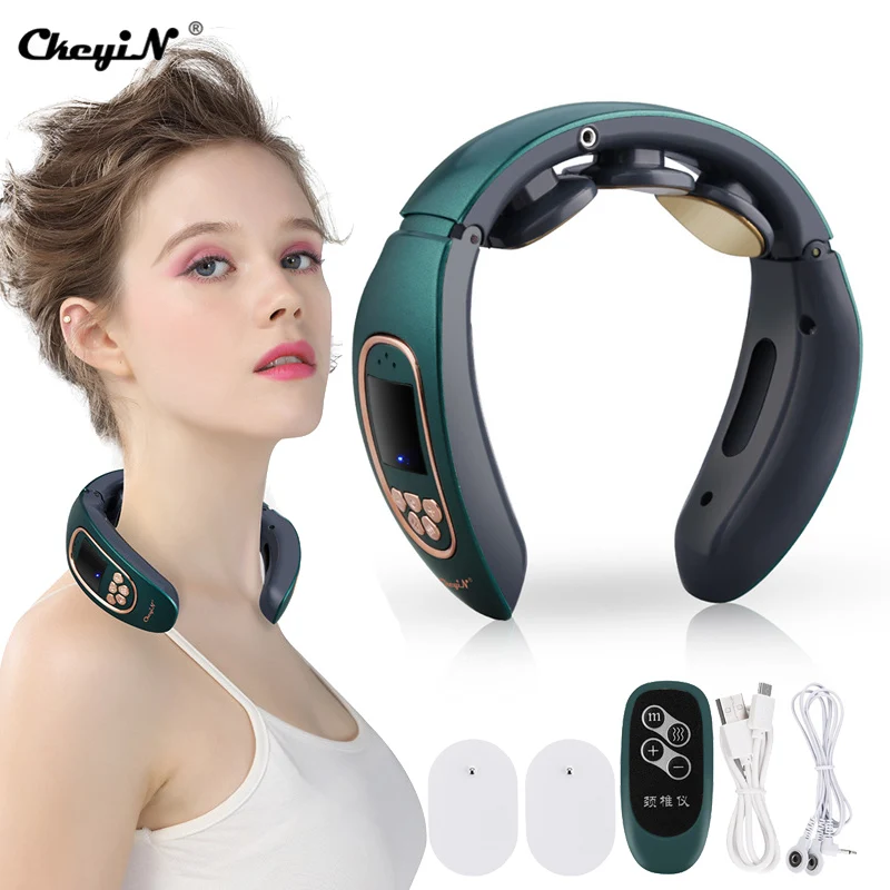 CkeyiN Electric Neck Massager Shoulder Pain Relief Cervical Vertebra Heating Magnetic Therapy Health Care Relaxation Massage