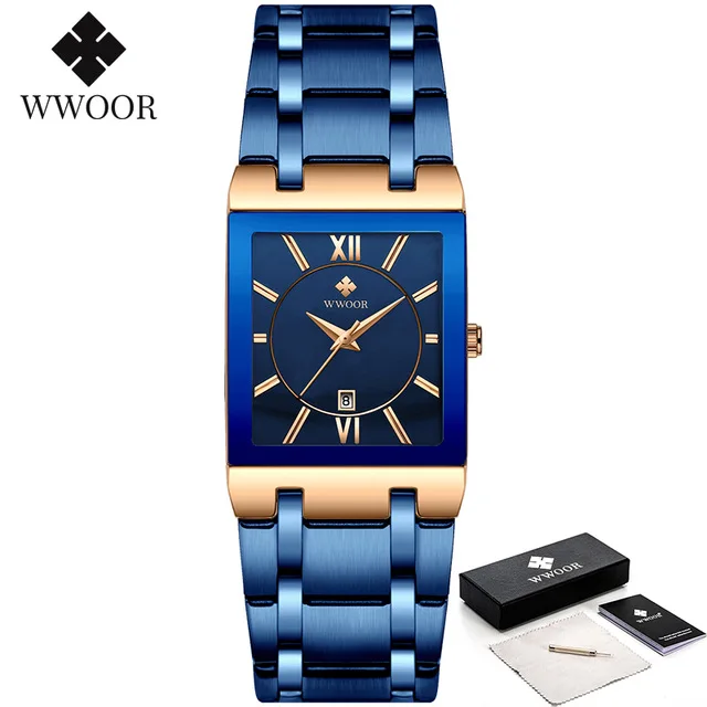Relogio Masculino WWOOR Gold Black Watch Men Quartz Waterproof Wrist Watch For Men Fashion Square Casual Clock Male Dropshipping 