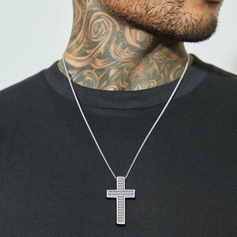 Cross Men's Necklace, Men Religious 