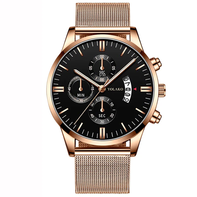 Fashion Mens Sports Watches Luxury Men Stainless Steel Mesh Belt Watch Male Business Quartz Wristwatch Leather Bracelet Clock 