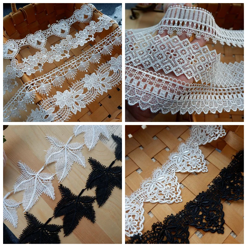 

11 Styles, Ivory, black in stock Water-soluble venise lace trim, border lace trimming embroidery for dress sewing 2020 10 yards