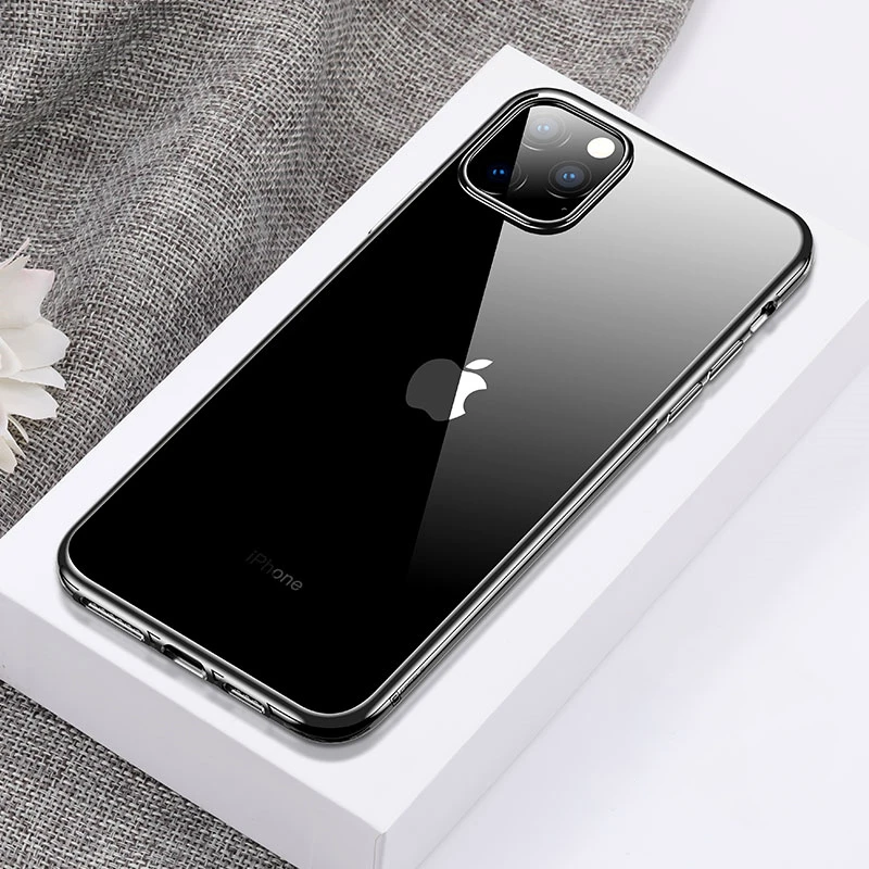 Чехол для Apple iPhone 11 Pro, тонкий прозрачный мягкий ТПУ, гибкий силиконовый чехол для iPhone 11 Pro 5,8 дюйма(), темно-зеленая рамка - Цвет: Черный