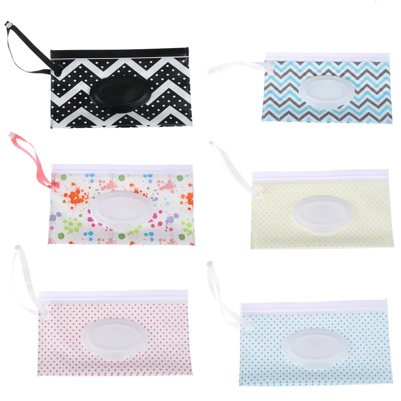 

Eco-friendly Wet Wipes Bag Clamshell Cosmetic Pouch Easy-carry Snap-strap Wipes Container Clutch and Clean Wipes Carrying Case