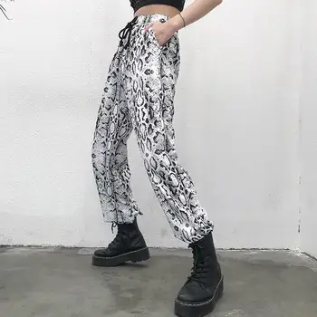 

Autumn Vintage Pants Women Elastic Waist Harajuku Snake Print Pants