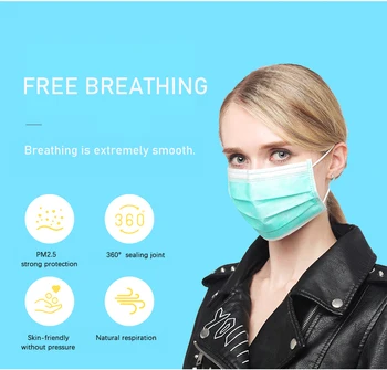

Disposable Non-woven 3-layer Face Mask Green Breathable Mask Adult Breathable Face MaskDisposable Face Mask