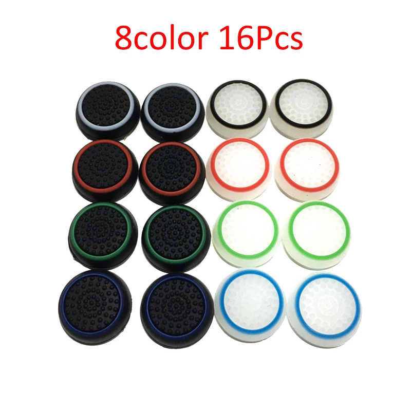 16 PCS Non-slip Silicone Analog Joystick Thumbstick Thumb Stick Grip Caps Cases for PS3 PS4 Xbox 360 Xbox One Controller